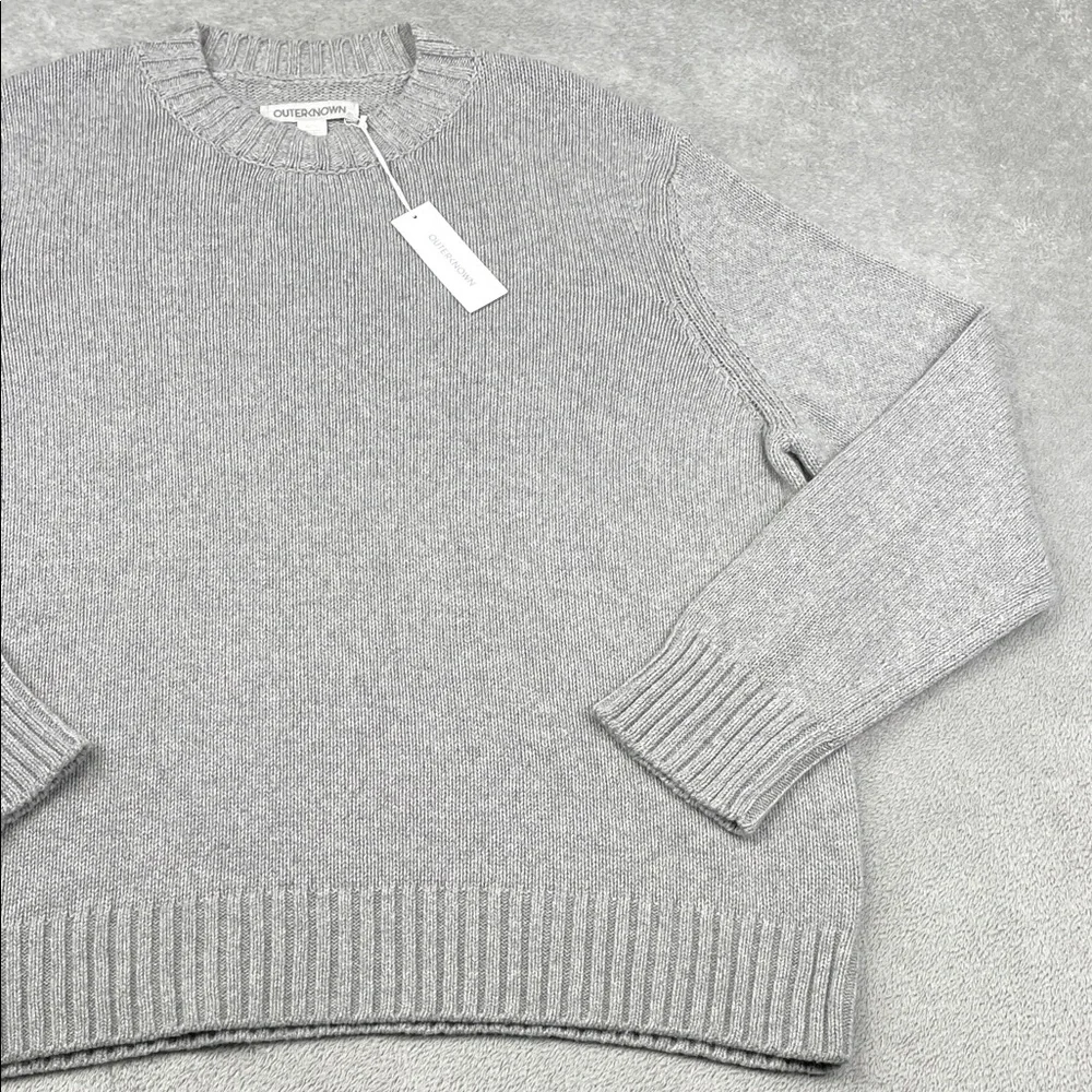 NEW Outerknown XL Cashmere Organic Cotton Men's Gray Knit Sweater